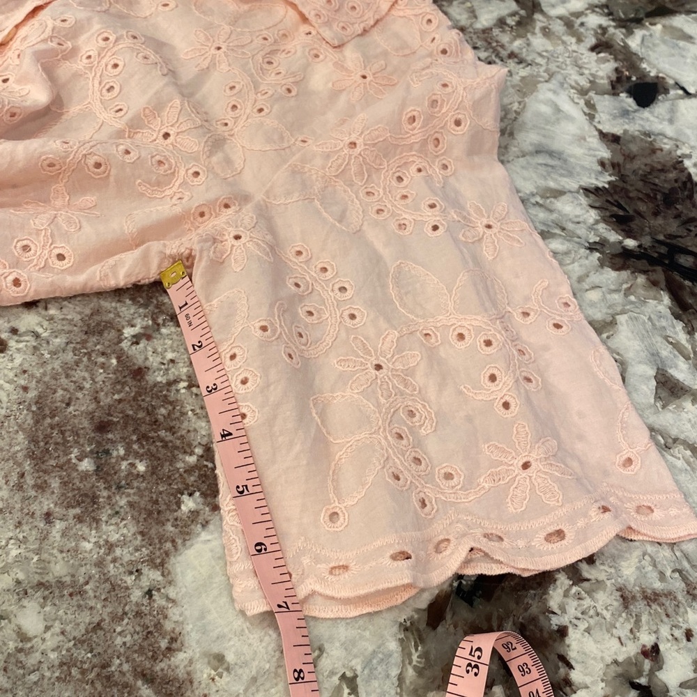 Astrid Pink Floral Embroidered Blouse 🌸 Made in Italy Romantic Eyelet Top Size L - Picture 9 of 10